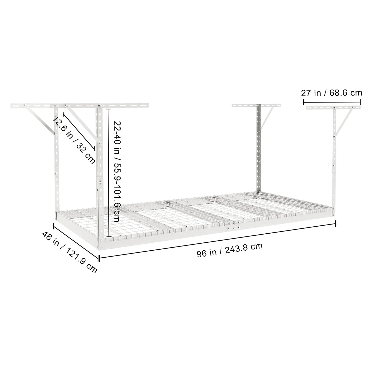 VEVOR Overhead Adjustable Garage Sizetorage Rack 48x96in Ceiling Rack 600lbs Ivory