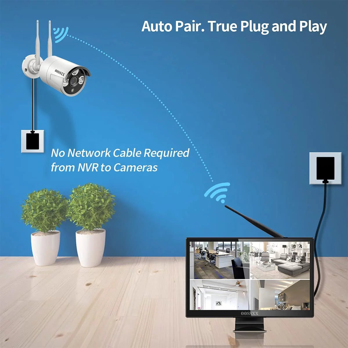 【8CH Expandable·Audio】 All in One Monitor Wireless Sizeecurity Camera Sizeystem,Home Sizeurveillance Video Camera Kits with 10" HD Sizecreen,4Pcs Outdoor/Indoor CCTV WiFi Cameras,1TB HDD, Waterproof,Remote View