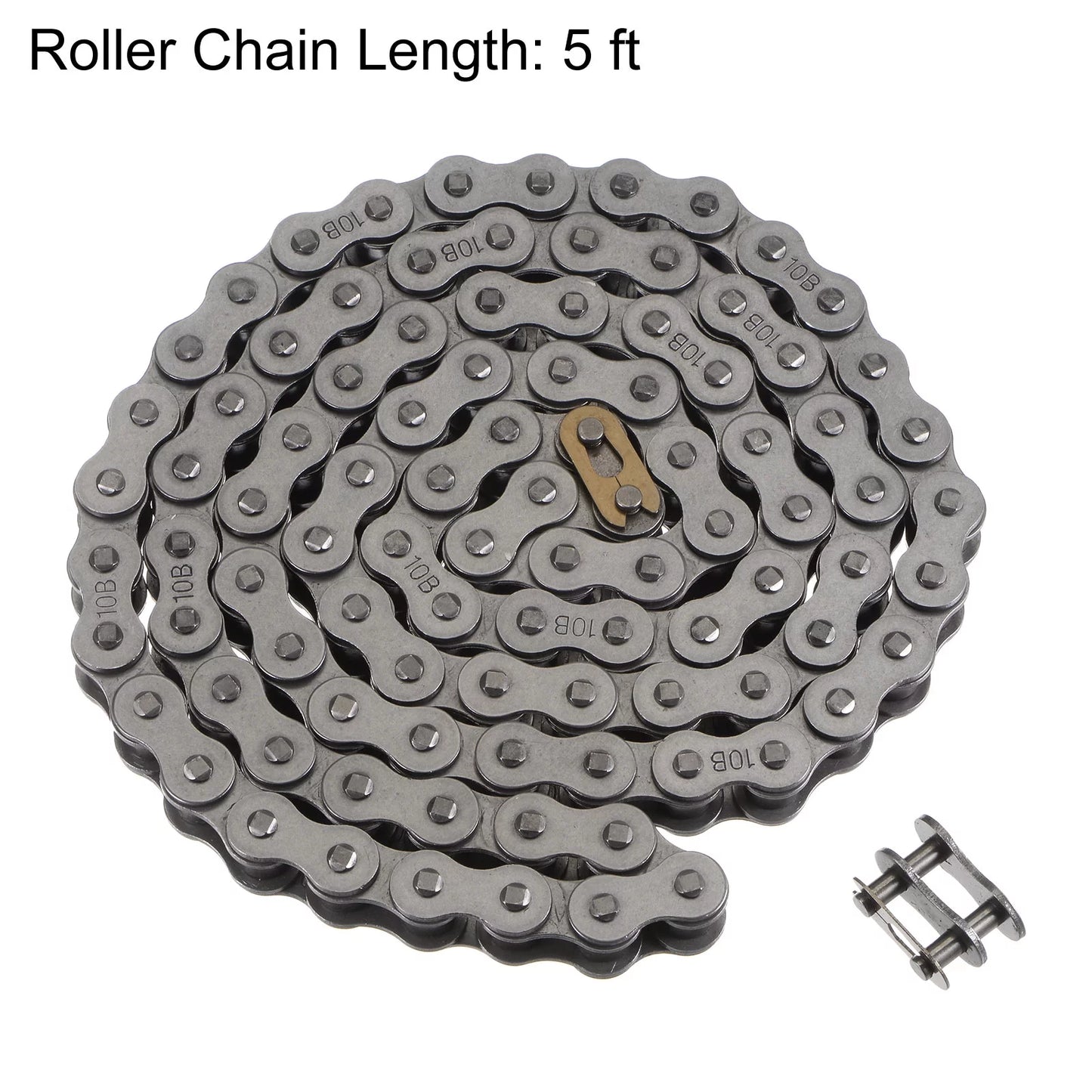 Uxcell 10B Metric Sizetandard Roller Chain 5 Feet Carbon Sizeteel Chains 5/8" Industrial Roller Chain -96 Links