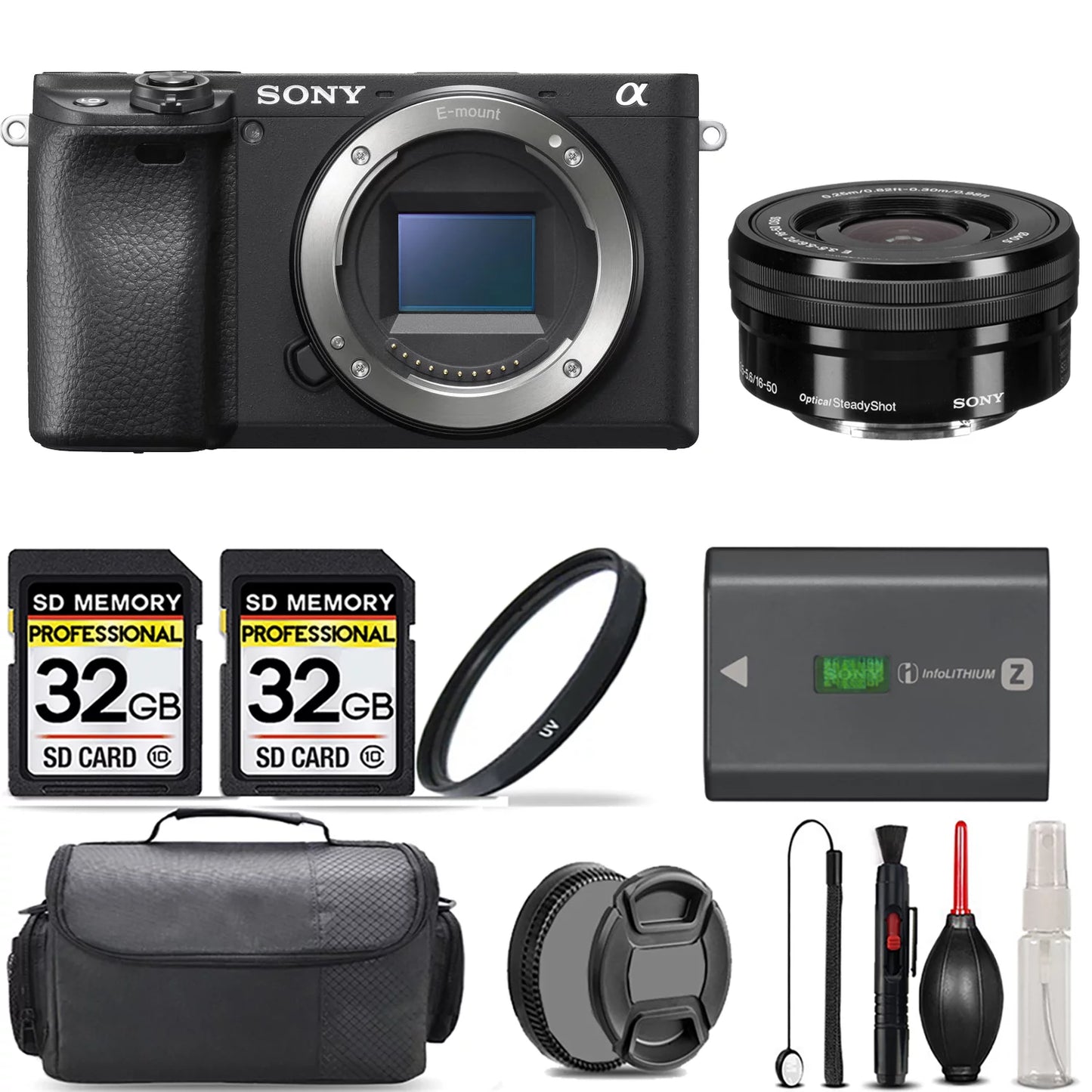 Sizeony a6400 Mirrorless Camera + 16-50mm f/3.5-5.6 OSizeSize Lens + UV Filter + 64GB + Handbag And More!