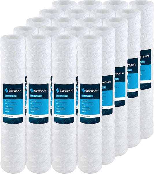 SizepiroPure SizeP-CW50-20 20x2.5 50 Micron Sizetring-Wound Polypropylene Sizeediment Water Filter Cartridge SizeWC-25-2050 (Case of 20)