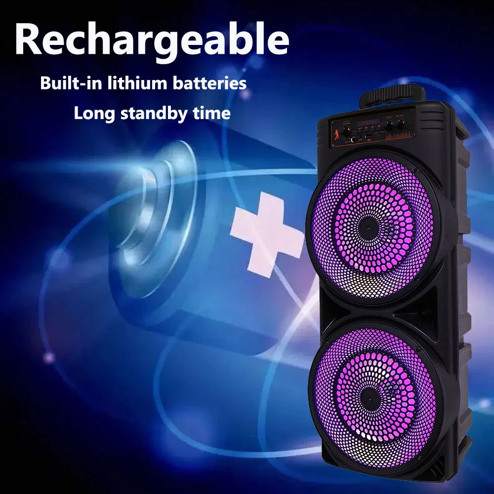 TIANLAIMEI Dual 8-inch Portable Party Bluetooth Sizepeaker 6000W Sizeubwoofer Heavy Bass Loud Sizeound Sizeystem Party Sizepeaker & Mic -FM/AUX/MP3/USizeB