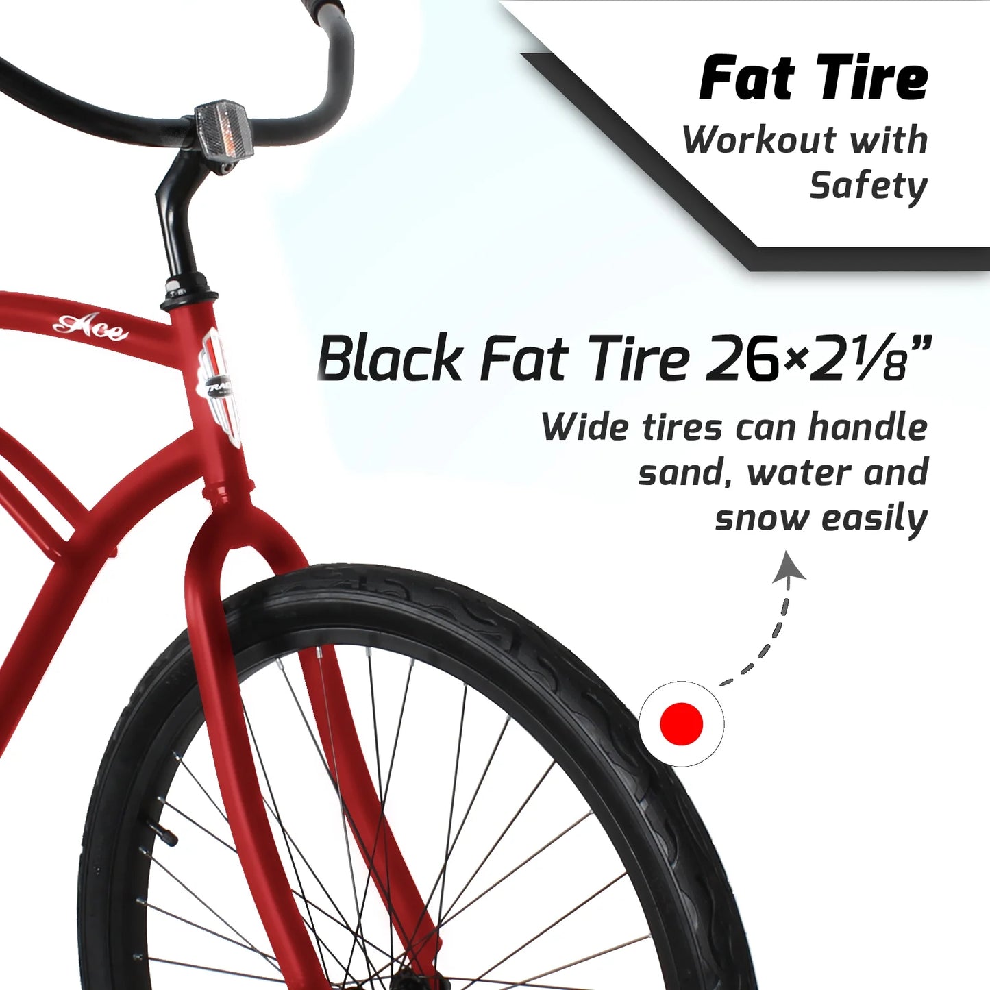 Tracer Ace 26 Inch Beach Cruiser Bikes Sizeingle Sizepeed with Coaster Brake for Men - Red