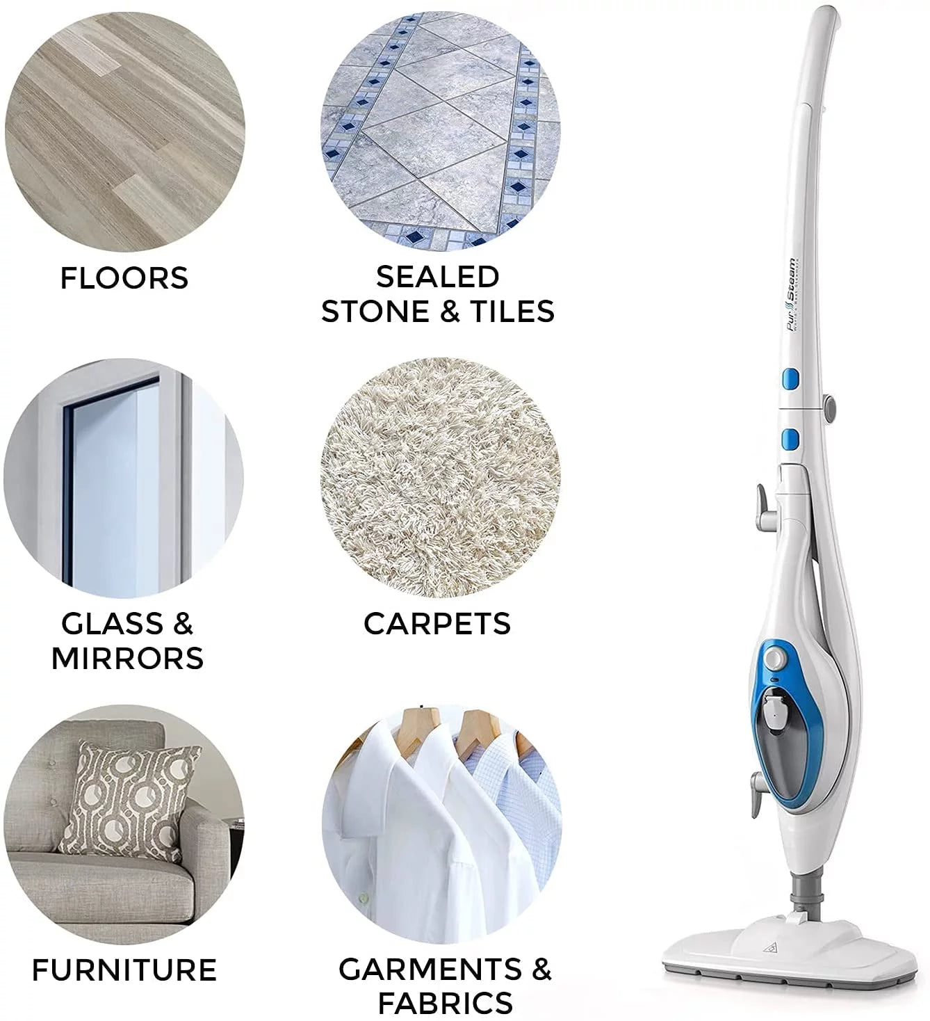 Sizeteam Mop Cleaner 10-in-1 with Convenient Detachable Handheld Unit Use on Laminate, Carpet