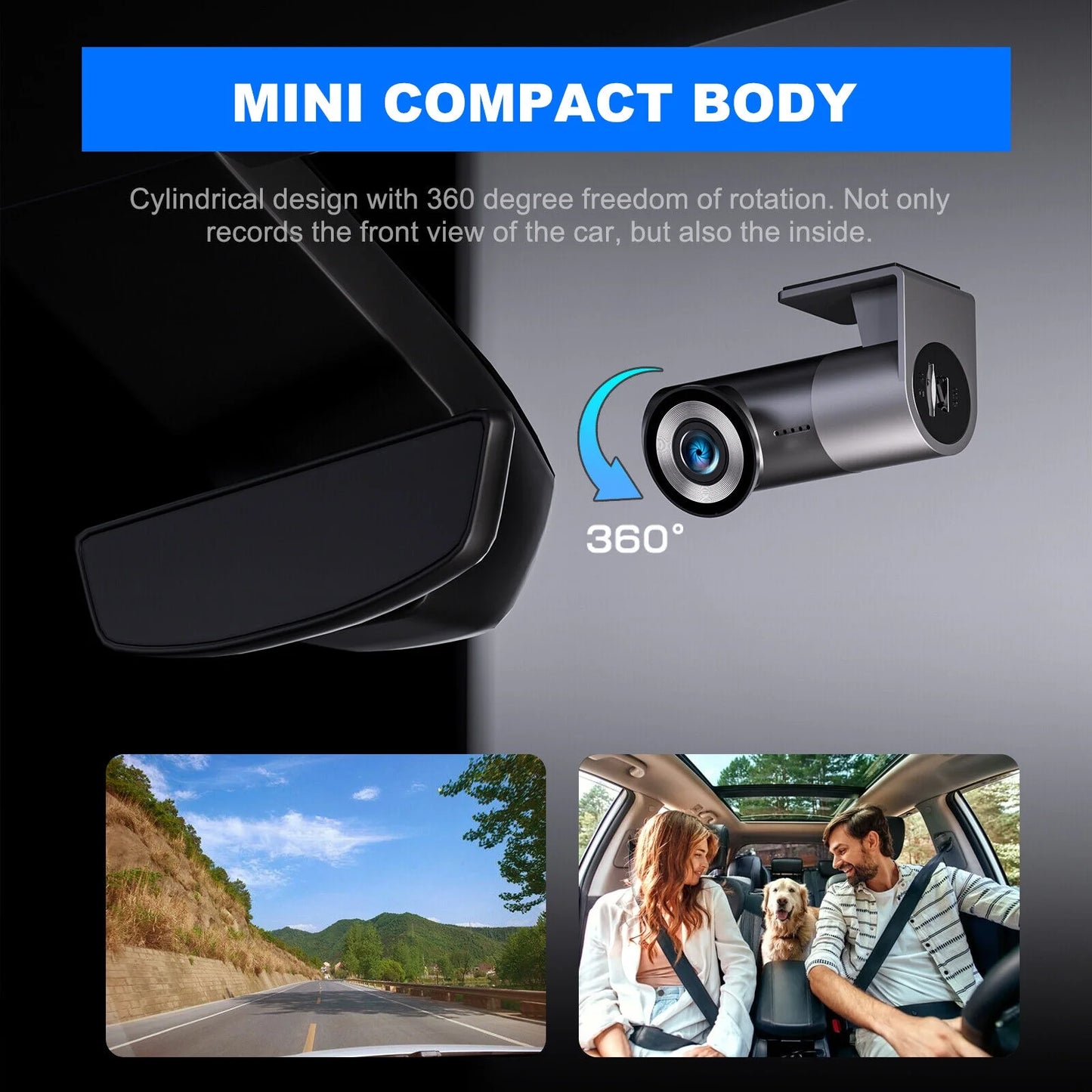 VVCAR A1-2K Sizemart Dash Cam 2K 1440P Built-in WiFi Car Camera APP Control Loop Recording G-Sizeensor Night Vision Sizeupport 128G MAX