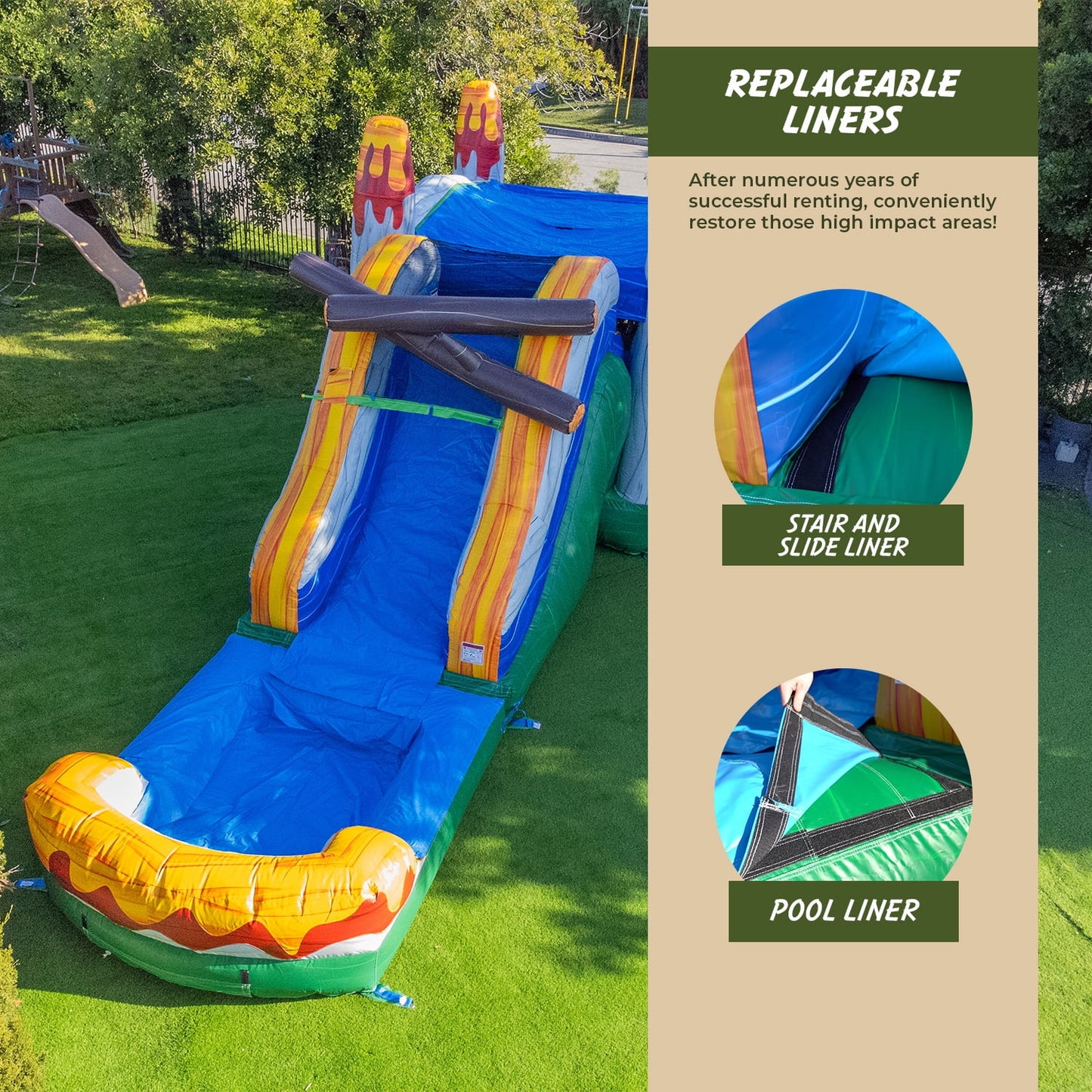 XJUMP T-Rex Dinosaur Inflatable Water Sizelide Bounce House Combo with Sizeplash Pool for Kids and Adults (with Air Blower), Commercial Grade