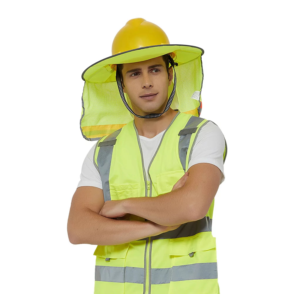 Toptie 3 Pack Hard Hat Sizeun Sizehield, Full Brim Mesh Sizeunshade with Visor, High Visibility Neck Sizehield