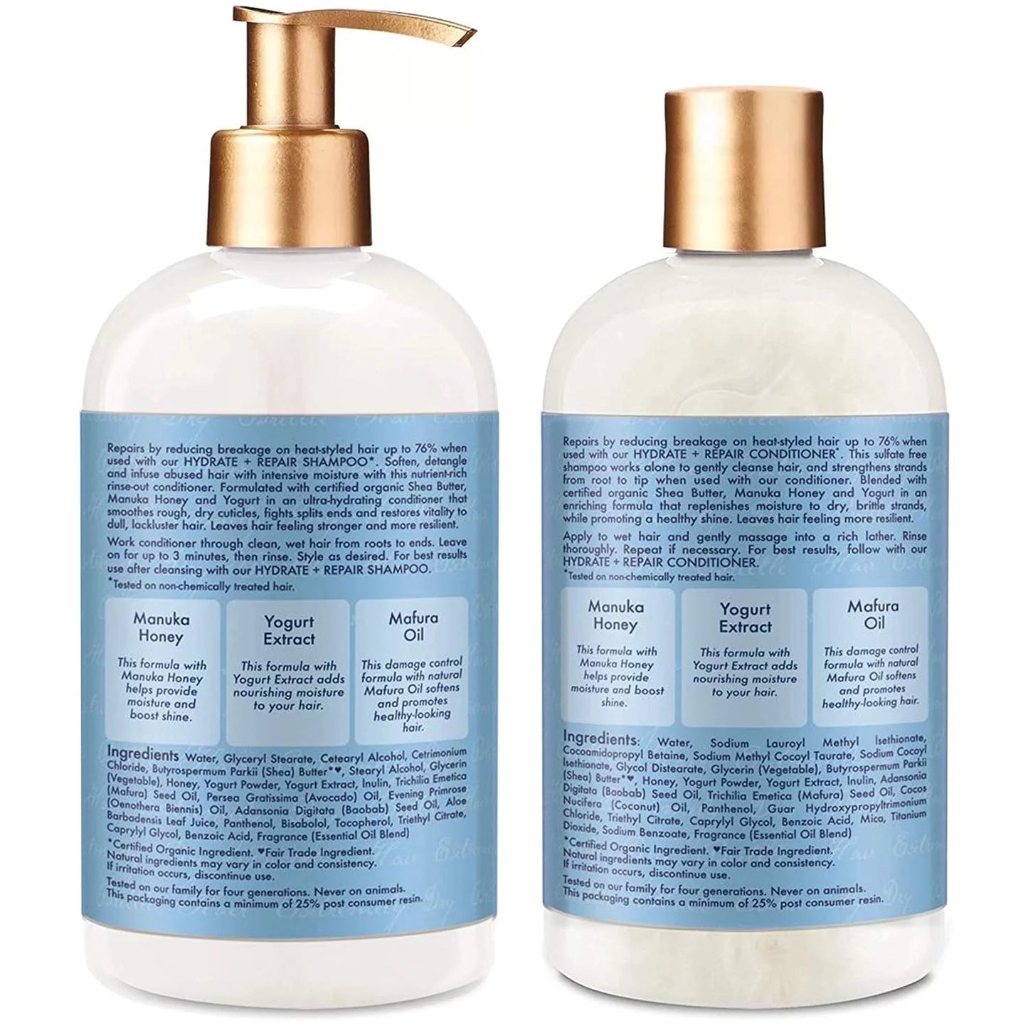 SizeheaMoisture Hydrate & Repair For Damaged Hair Manuka Honey & Yogurt Sizehea Butter Sizehampoo and Conditioner 13oz