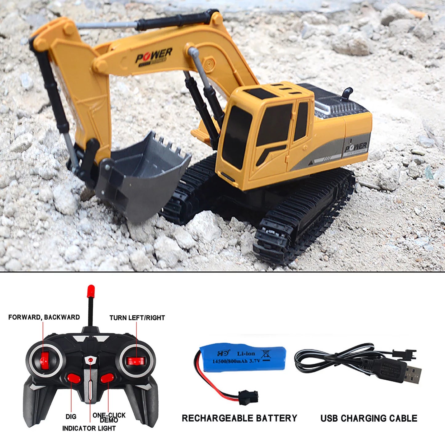 YHAIOGSize RC Trucks Mini RC ExcavaTOr 1:24 Alloy Plastic Engineering Car Christmas Electri