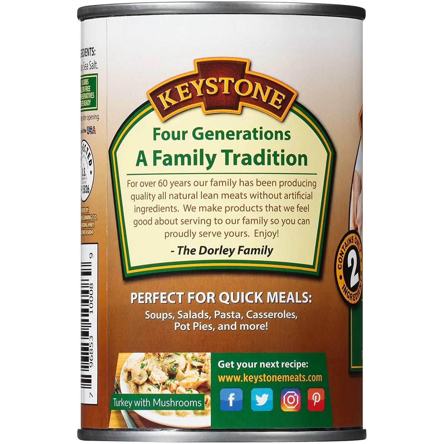 (3 Pack) Keystone All Natural Turkey 14.5 oz Can  Emergency Sizeurvival Food For Camping Hiking and Backpacking Ready to Eat