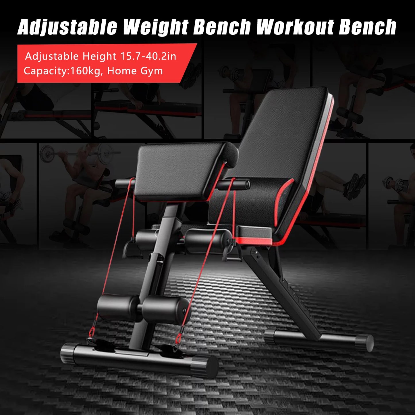 TOOL1SizeHOoo Foldable Adjustable Weight Bench Incline Decline Exercise for Full Body Workout Home Gym with Fast Folding