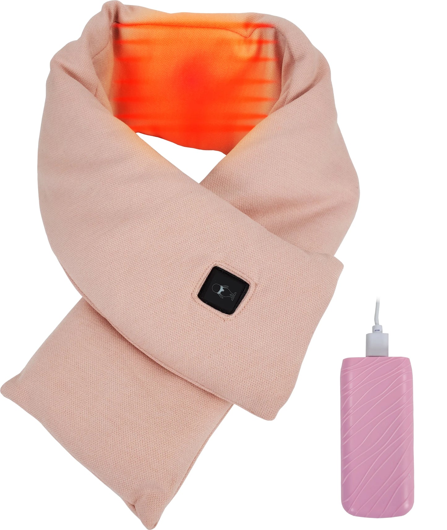 Zillywood heated scarf for winter. Electric heated neck scarf for women and men. Battery operated rechargeable heated winter neck scarf. (PINK)