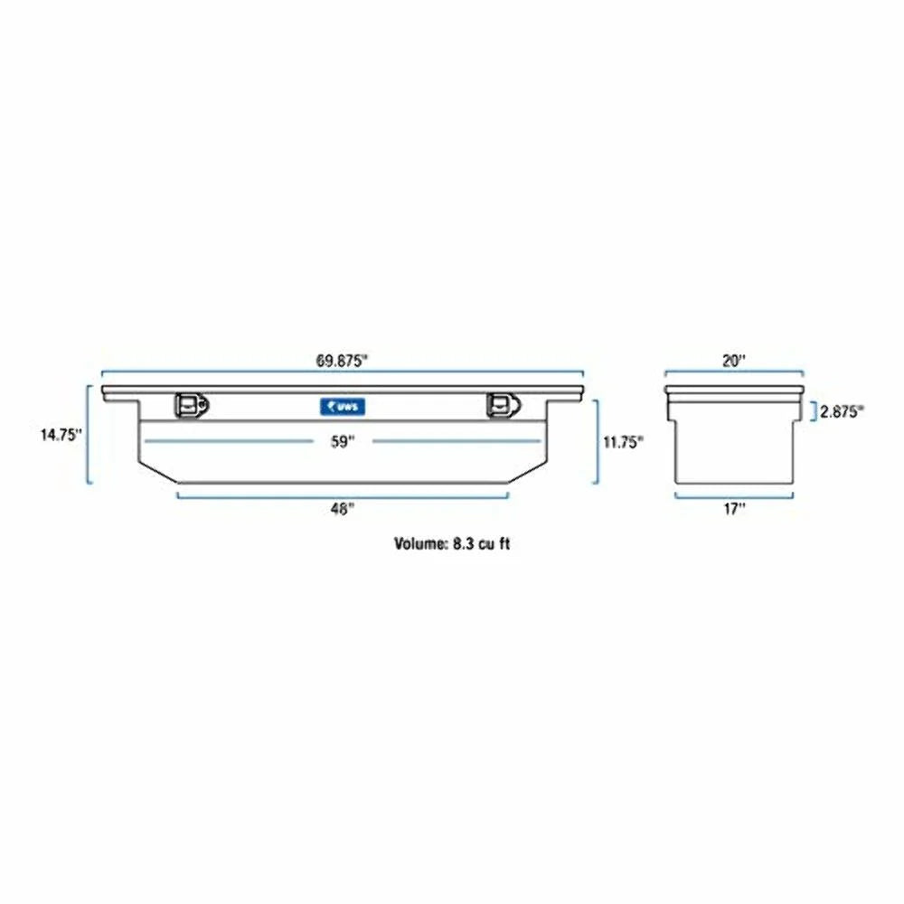 UWSize/United Welding Sizeervices TBSize-69-A-LP UWSizeTBSize-69-A-LP 69IN ALUMINUM SizeINGLE LID CROSizeSizeOVER TOOLBOX LOW PROFILE ANGLED