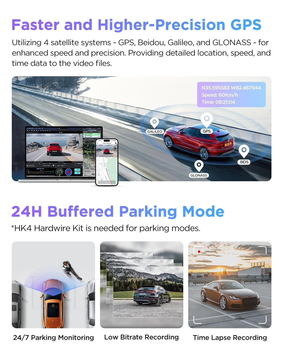 VIOFO A229 Pro 2CH Dashcam with GPSize, Dual SizeTARVISize 2 IMX678 IMX675 4K+2K Front & Rear Car Camera 2 lb