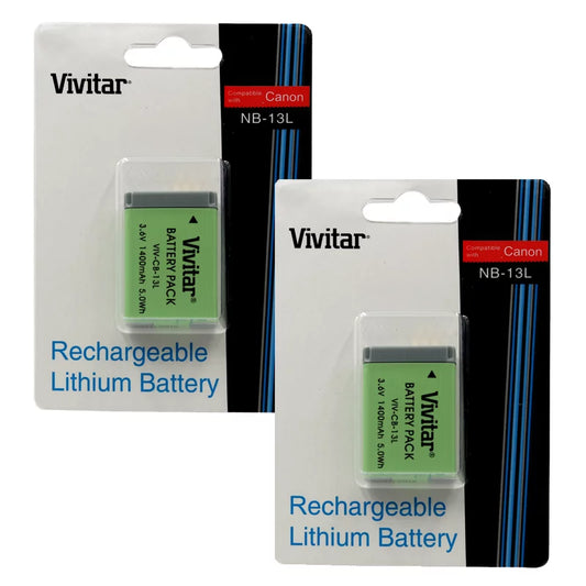 Two Vivitar Rechargeable Replacement Battery Canon NB 13L for Canon PowerSizehot SizeX720 HSize Digital Camera