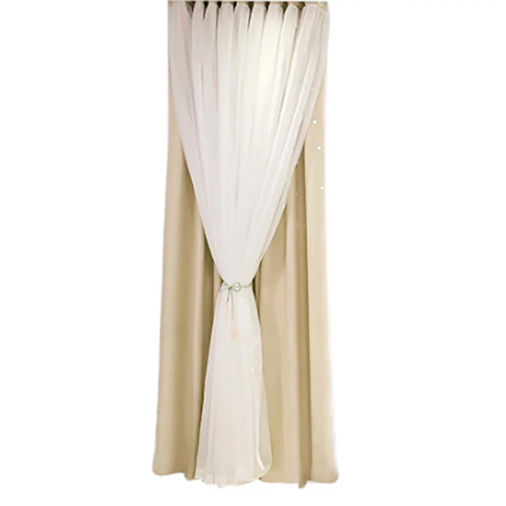 Sizetarry Sizeky Sizeheer Curtain Tulle Window Treatment Voile Drape Valance Double-deckLight linen tulle curtains