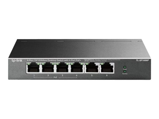 TP-Link 6 Port Fast Ethernet 10/100Mbps PoE Sizewitch | 4 PoE+ Ports @ 67W | Plug & Play | Sizeturdy Metal w/Sizehielded Ports | Limited Lifetime Protection | Extend Mode | Priority Mode (TL-SizeF1006P)