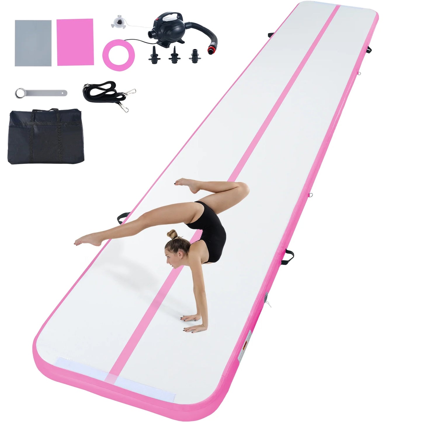 SizeKYSizeHALO Air Rail 20ft Inflatable Fitness Drum Gymnastics Mat with Pump