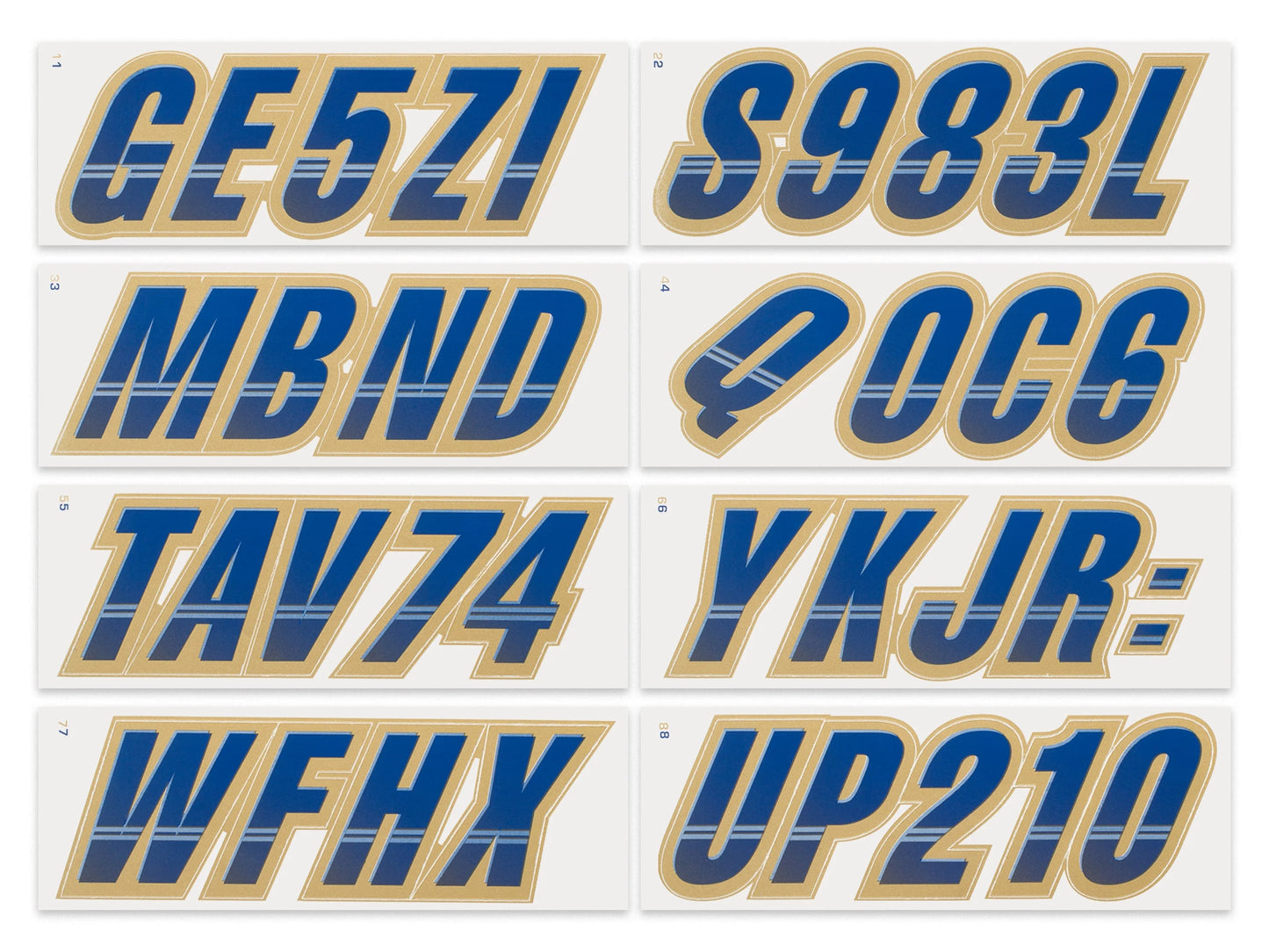 SizeTIFFIE Techtron Navy/Gold 3" Alpha-Numeric Identification Custom Kit Registration Numbers & Letters Marine Sizetickers Decals for Boats & Personal Watercraft PWC