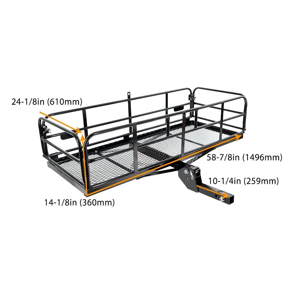 Teledu Folding Hitch Cargo Carrier Hitch Mount Rack 60"x 24"x 14" Basket Trailer