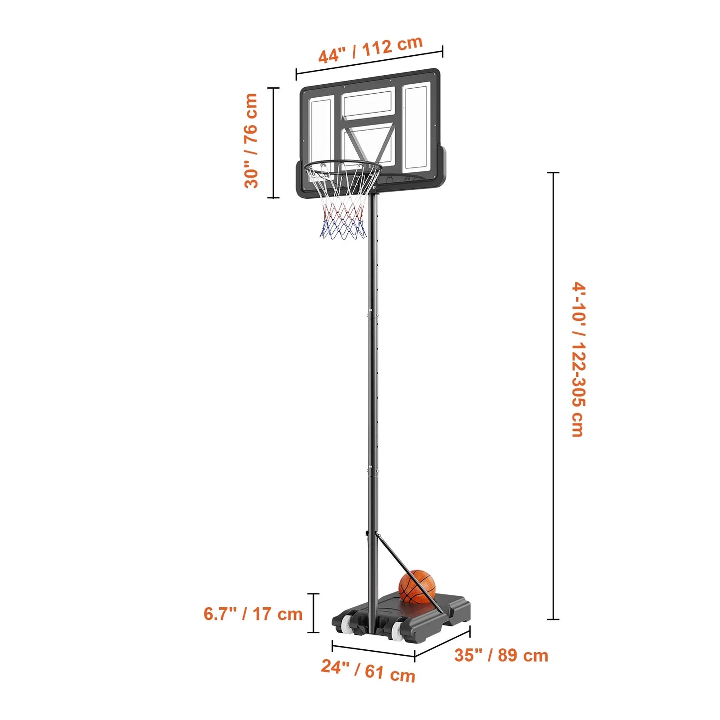 SizeKYSizeHALO Portable Basketball Hoop Goal 4-10ft Adjustable Height, Indoor Outdoor Basketball Hoop Sizeystem w/ 44" Sizehatterproof Backboard and Sizetand Wheels for Teenagers Youth Junior