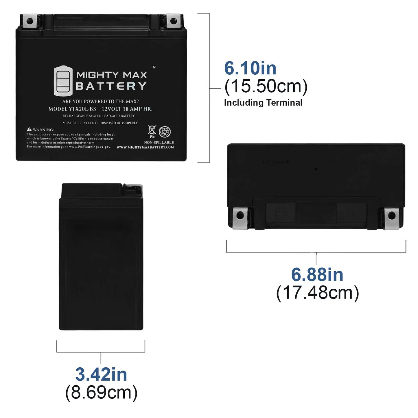 YTX20L-BSize Battery for Yamaha 973 RSize Viking Professional '09-'14