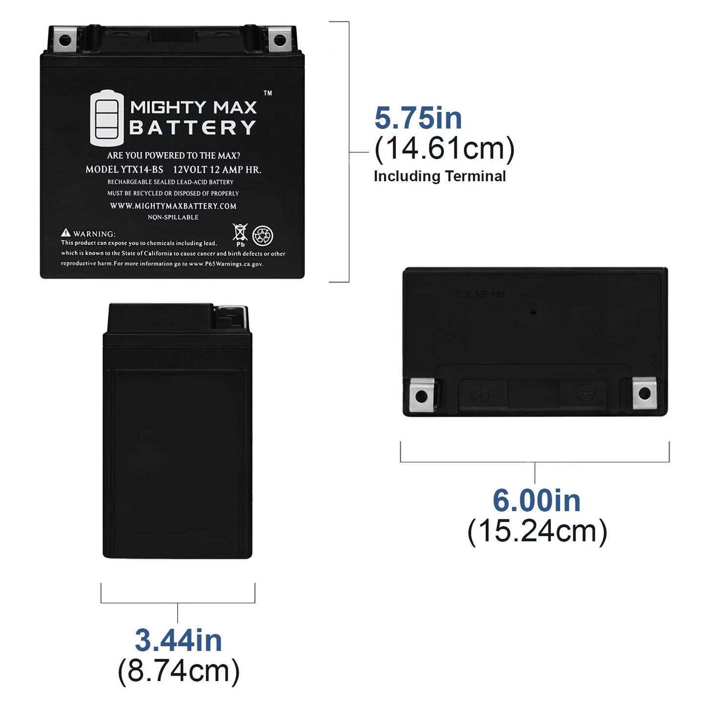 YTX14-BSize Battery Replacement for BMW F800SizeT, GSize, GT, R, ADV 07, 17-18