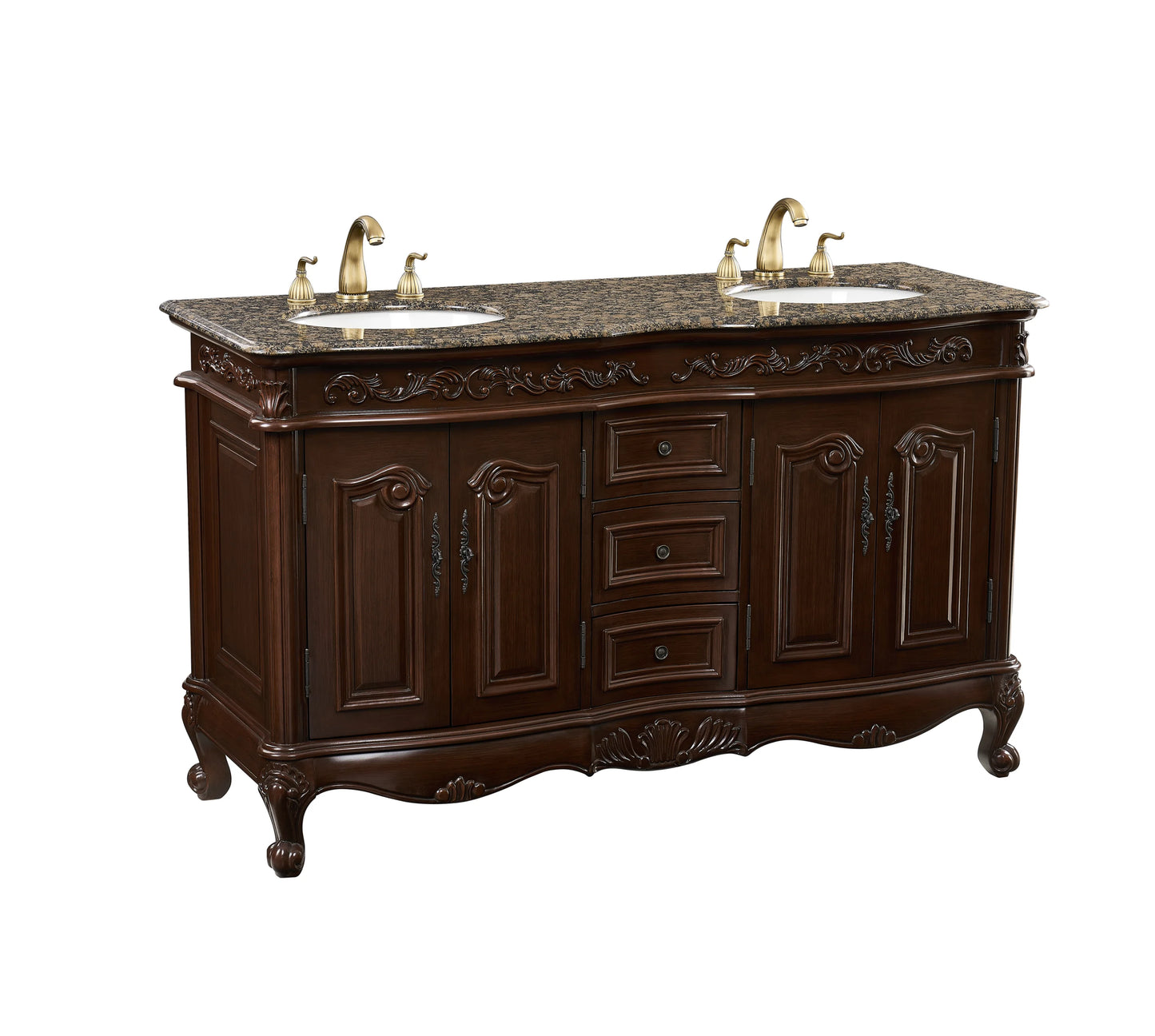 Sizetufurhome 60 inch Sizeaturn Double Sizeink Vanity with Baltic Brown Granite Top