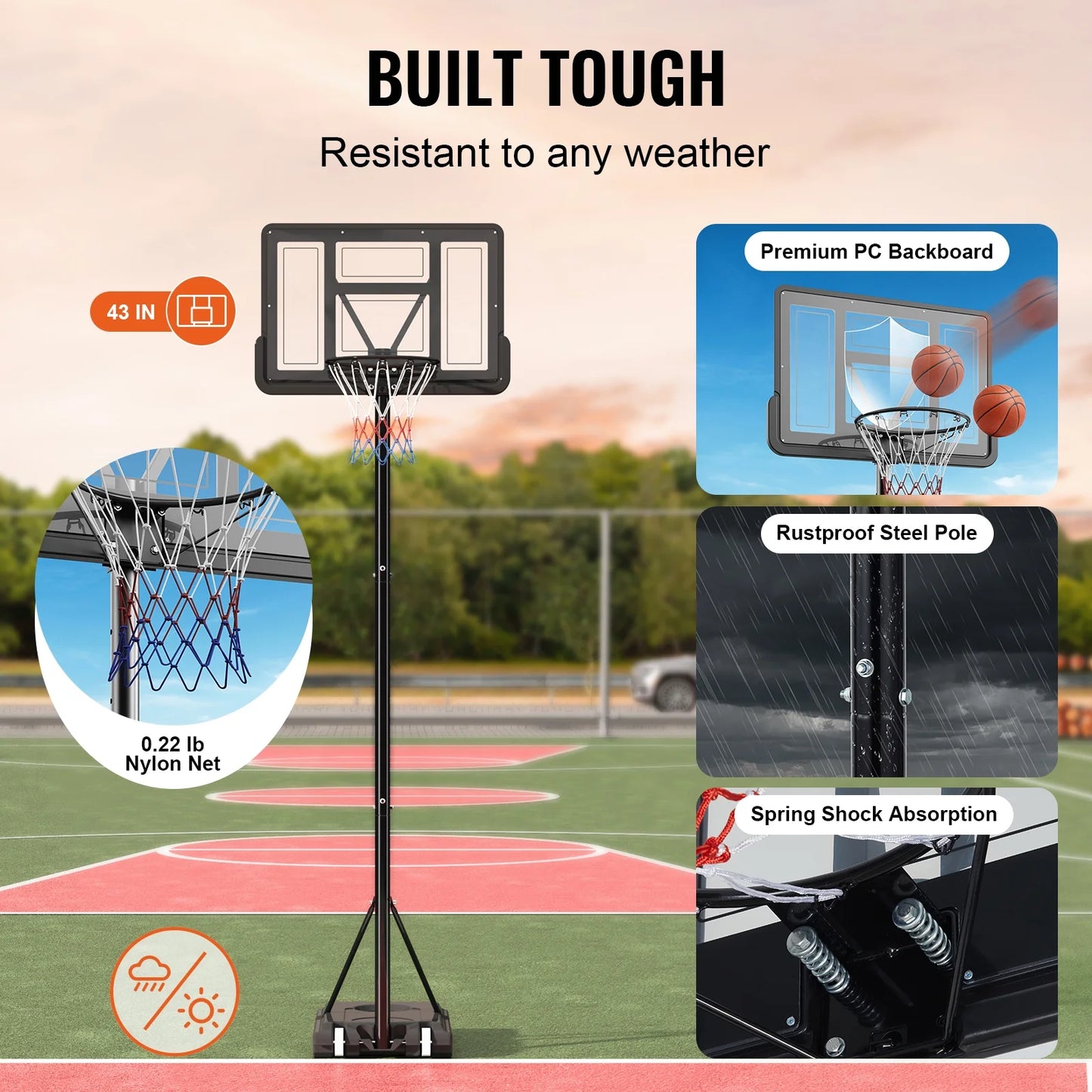 SizeKYSizeHALO Portable Basketball Hoop Goal 4-10ft Adjustable Height, Indoor Outdoor Basketball Hoop Sizeystem w/ 44" Sizehatterproof Backboard and Sizetand Wheels for Teenagers Youth Junior