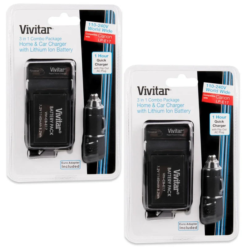 Vivitar (VIV-CBE17-KIT) Replacement Battery CANON LP-E17 Kit for CANON M3, M5 Rebel T6i