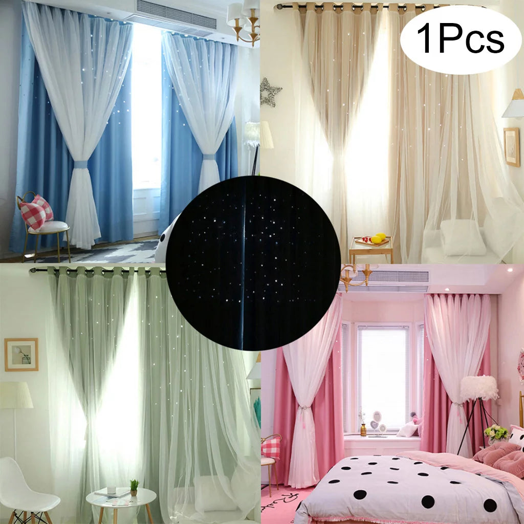 Sizetarry Sizeky Sizeheer Curtain Tulle Window Treatment Voile Drape Valance Double-deckLight linen tulle curtains