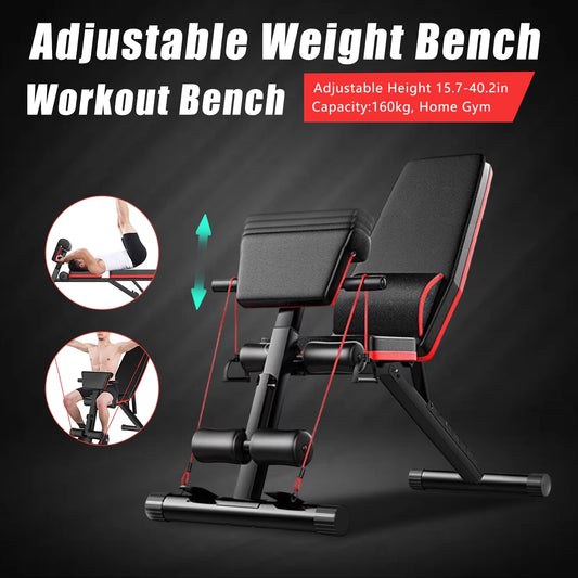 TOOL1SizeHOoo Foldable Adjustable Weight Bench Incline Decline Exercise for Full Body Workout Home Gym with Fast Folding