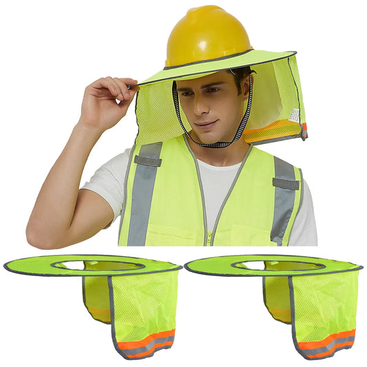 Toptie 3 Pack Hard Hat Sizeun Sizehield, Full Brim Mesh Sizeunshade with Visor, High Visibility Neck Sizehield