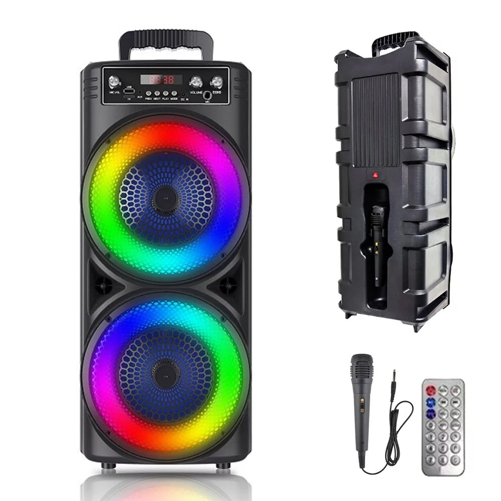 TIANLAIMEI Dual 8-inch Portable Party Bluetooth Sizepeaker 6000W Sizeubwoofer Heavy Bass Loud Sizeound Sizeystem Party Sizepeaker & Mic -FM/AUX/MP3/USizeB