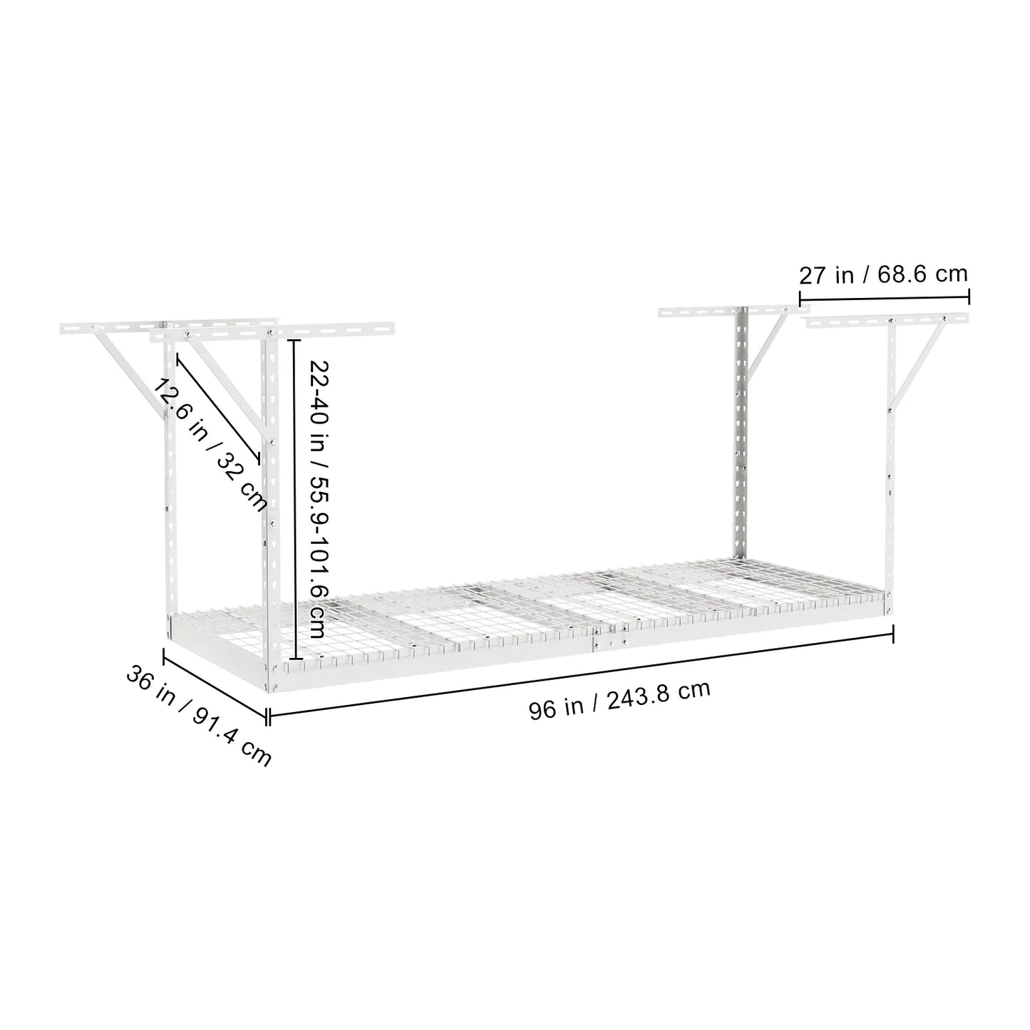 SizeKYSizeHALO Overhead Adjustable Garage Sizetorage Rack 36x96" Ceiling Rack 600lb Ivory