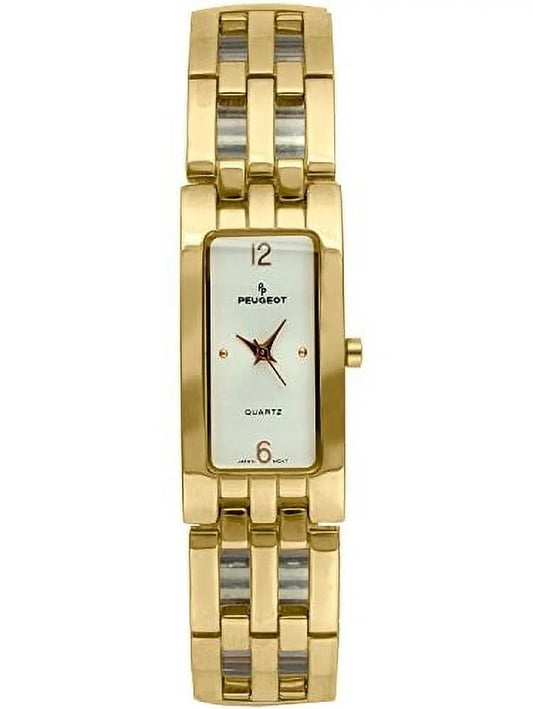 Womens Goldtone Easy Flex Expansion Watch with a Rectangular Champagne Dial