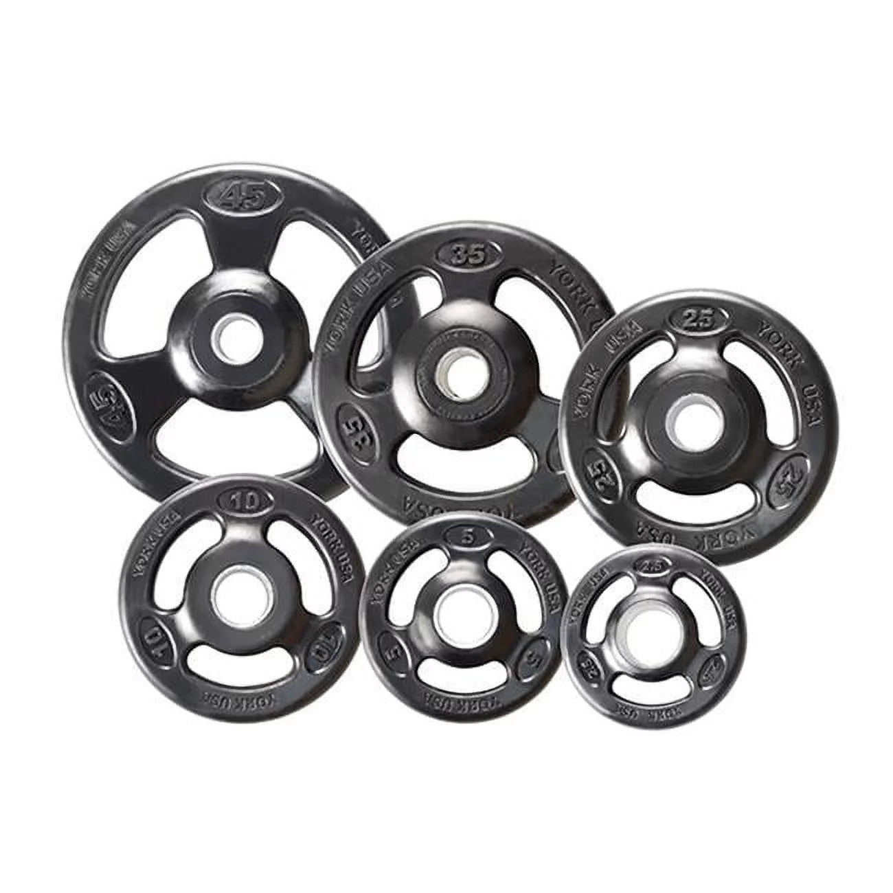 York Barbell  Grip Urethane Encased Olympic Plates- Black - 25 lbs