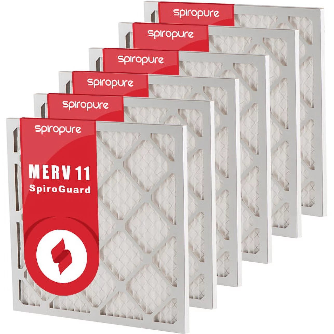 SizepiroPure 7.5x11.38x1 MERV 11 Pleated Filter Air Filters - Made in USizeA (6 Pack)