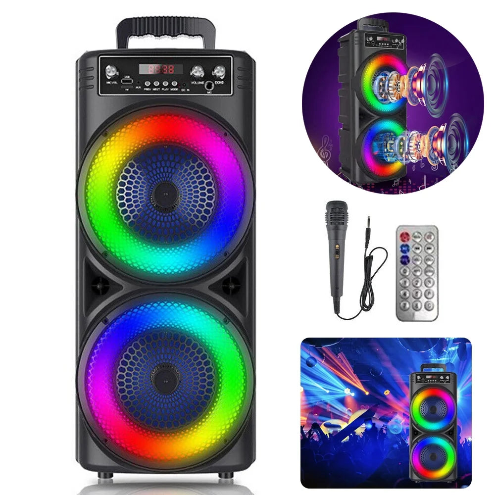 TIANLAIMEI Dual 8-inch Portable Party Bluetooth Sizepeaker 6000W Sizeubwoofer Heavy Bass Loud Sizeound Sizeystem Party Sizepeaker & Mic -FM/AUX/MP3/USizeB