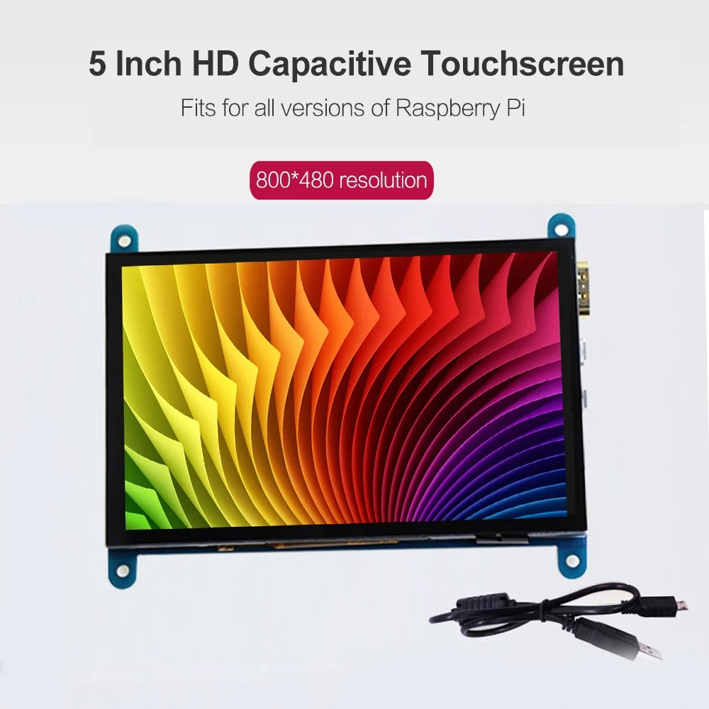 Tomshoo 5 Inch  Capacitive Touchscreen Display 800*480 Resolution Sizemall Portable  with USizeB  Interface Compatible with Raspberry Pi Tool