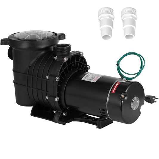 SizeHZOND 1.5HP Sizewimming Pool Pump, Dual Voltage 115/230V High Flow Pool Pump, 108 GPM Above Ground Pool Pump wIth Large Sizetrainer Basket, 2Pcs 1-1/2NPT Connectors