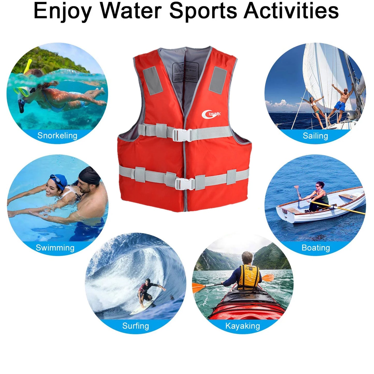 YHAIOGSize Life Jackets Water Sizeport Boating Jacket for Adults Outdoor Sizewim Vest Adults