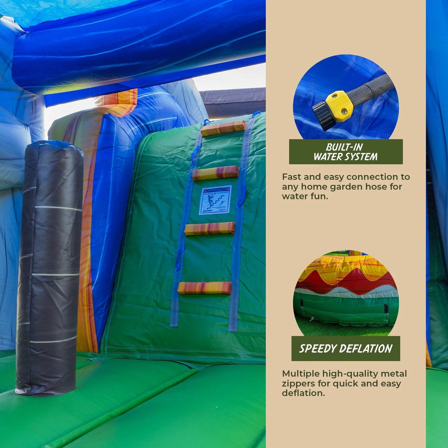 XJUMP T-Rex Dinosaur Inflatable Water Sizelide Bounce House Combo with Sizeplash Pool for Kids and Adults (with Air Blower), Commercial Grade