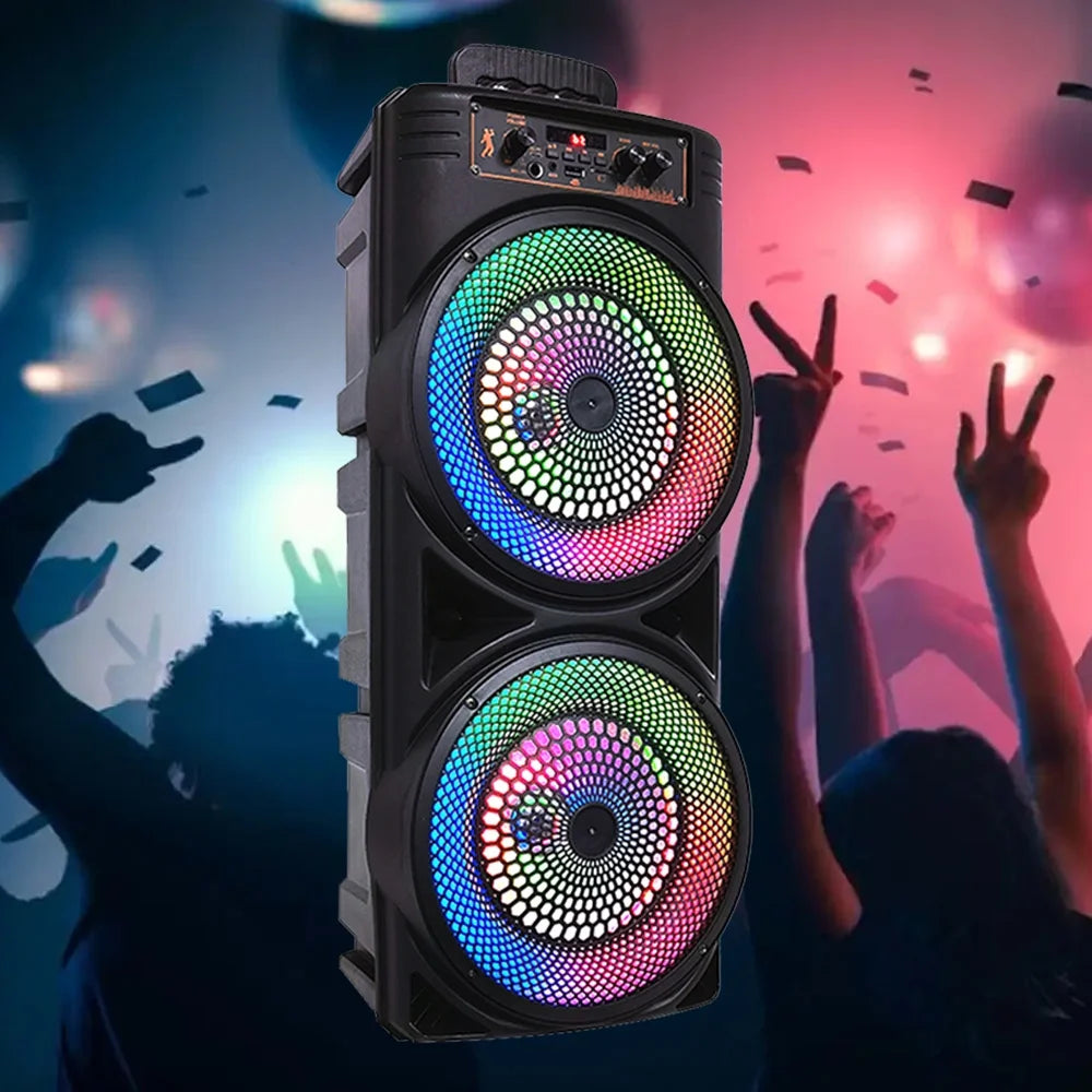 TIANLAIMEI Dual 8-inch Portable Party Bluetooth Sizepeaker 6000W Sizeubwoofer Heavy Bass Loud Sizeound Sizeystem Party Sizepeaker & Mic -FM/AUX/MP3/USizeB