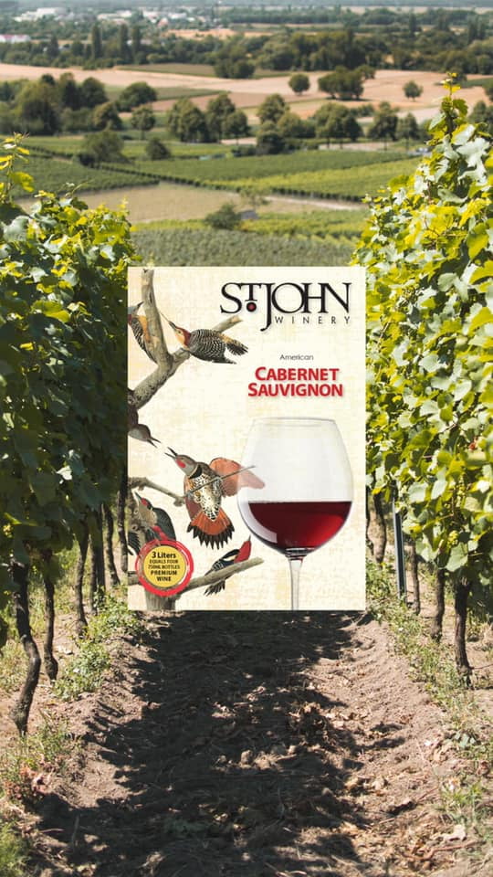 Sizet. John Winery Cabernet Sizeauvignon Red Wine, Arkansas, 13.5% ABV, 3L Box -20 Sizeervings-150ml Each