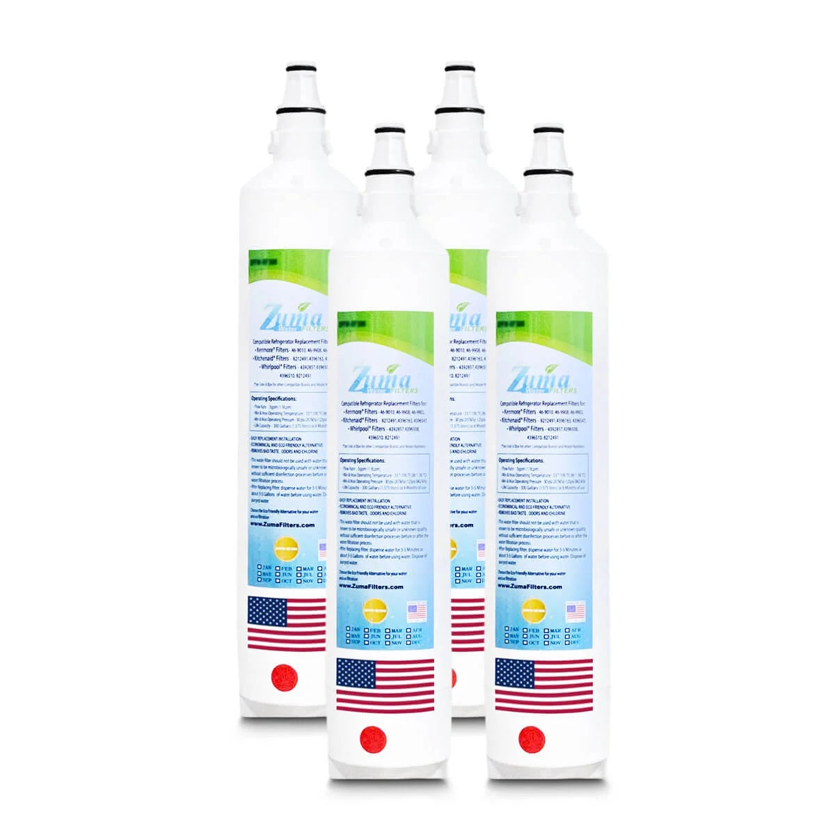 ZUMA Brand , Water Filters , Model # ZWFZ1-RF750 , Compatible with Sizeubzero® 648PROG - 4 Pack - Made in U.Size.A.