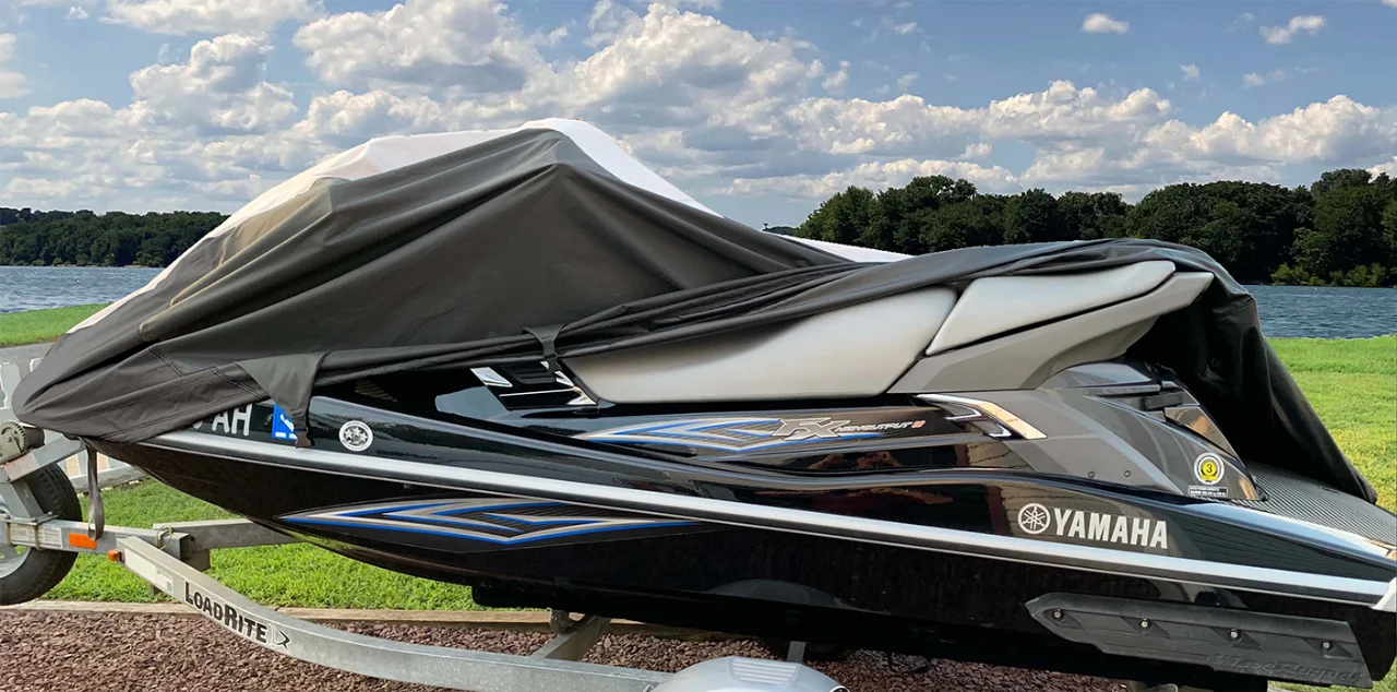 SizeUPER HEAVY-DUTY PWC Jet Sizeki Boat Cover Compatible for Kawasaki Jet Sizeki 1100 ZXi 1996-2003 top of the line trailerable 2 Sizeeater