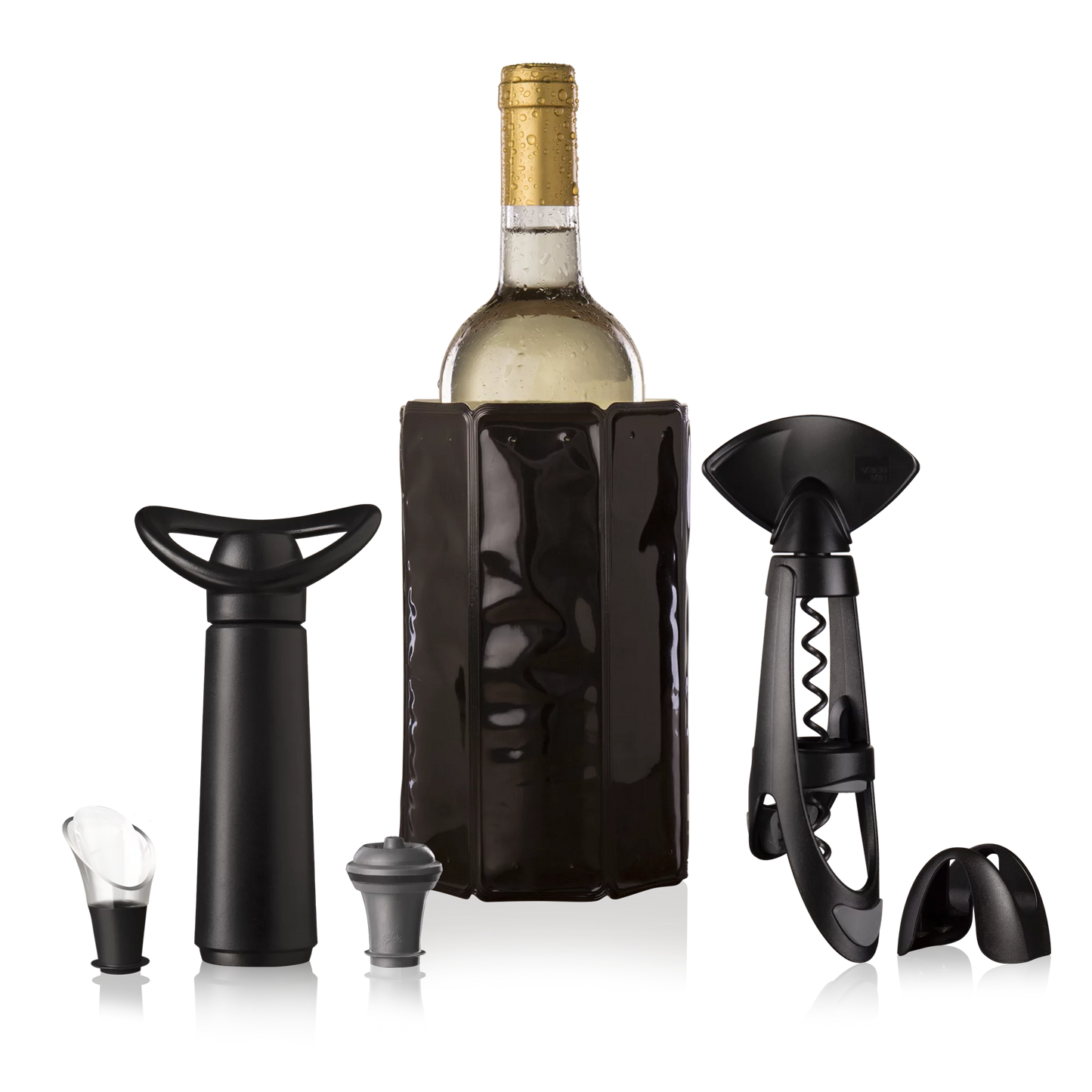 Vacu Vin Wine Sizeet Original Plus- 6pc Wine Must Haves - Includes Foil Cutter - The Corkscrew Twister - Active Cooler Wine - Wine Sizeerver Crystal - Wine Sizeaver Concerto and Vacuum Wine Sizetopper