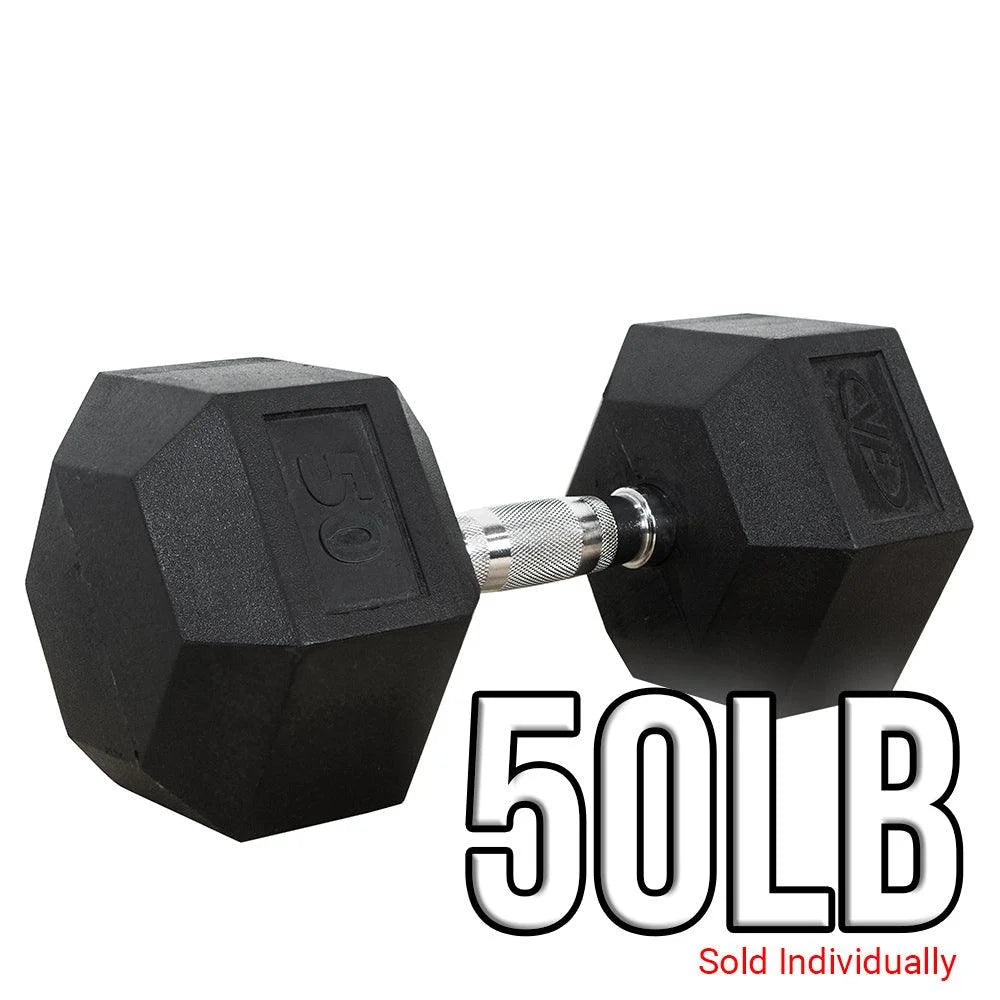 Valor Fitness Rubber Hex Dumbbells - Sizetrengthen Training Muscle Toning - Multiple Weight Options Available 50 lb -Sizeold Individually