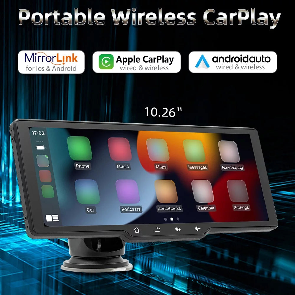 Tomshoo MultiMedia Player with Portable Wireless CarPlay, Car Camera Auto Camcorder, and Car Rearview Camera